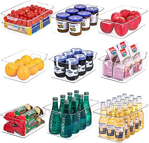 Refrigerator Organizer Bins-Set of 10 Fridge Organizers and Storage Clear Bins, Plastic Fridge Stora | Amazon (US)