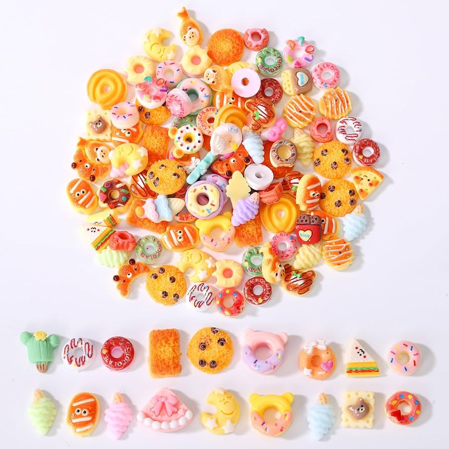 120pcs Slime Charms Food Cute Set, Mixed Lot Assorted Food Resin Flatback Cute Sets for Making, D... | Amazon (US)