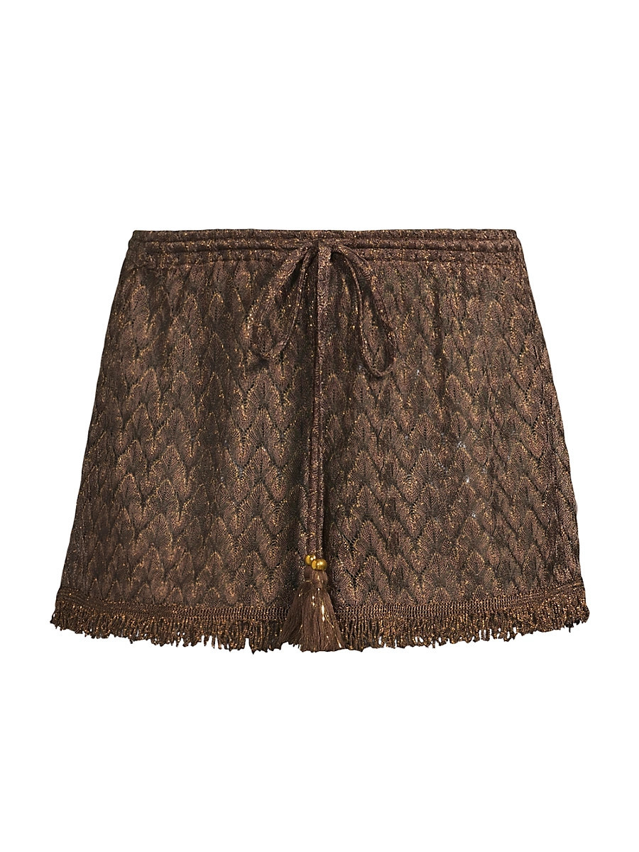 Women's Mina Fringed Chevron Shorts - Brown Gold Zig Zag - Size XS | Saks Fifth Avenue