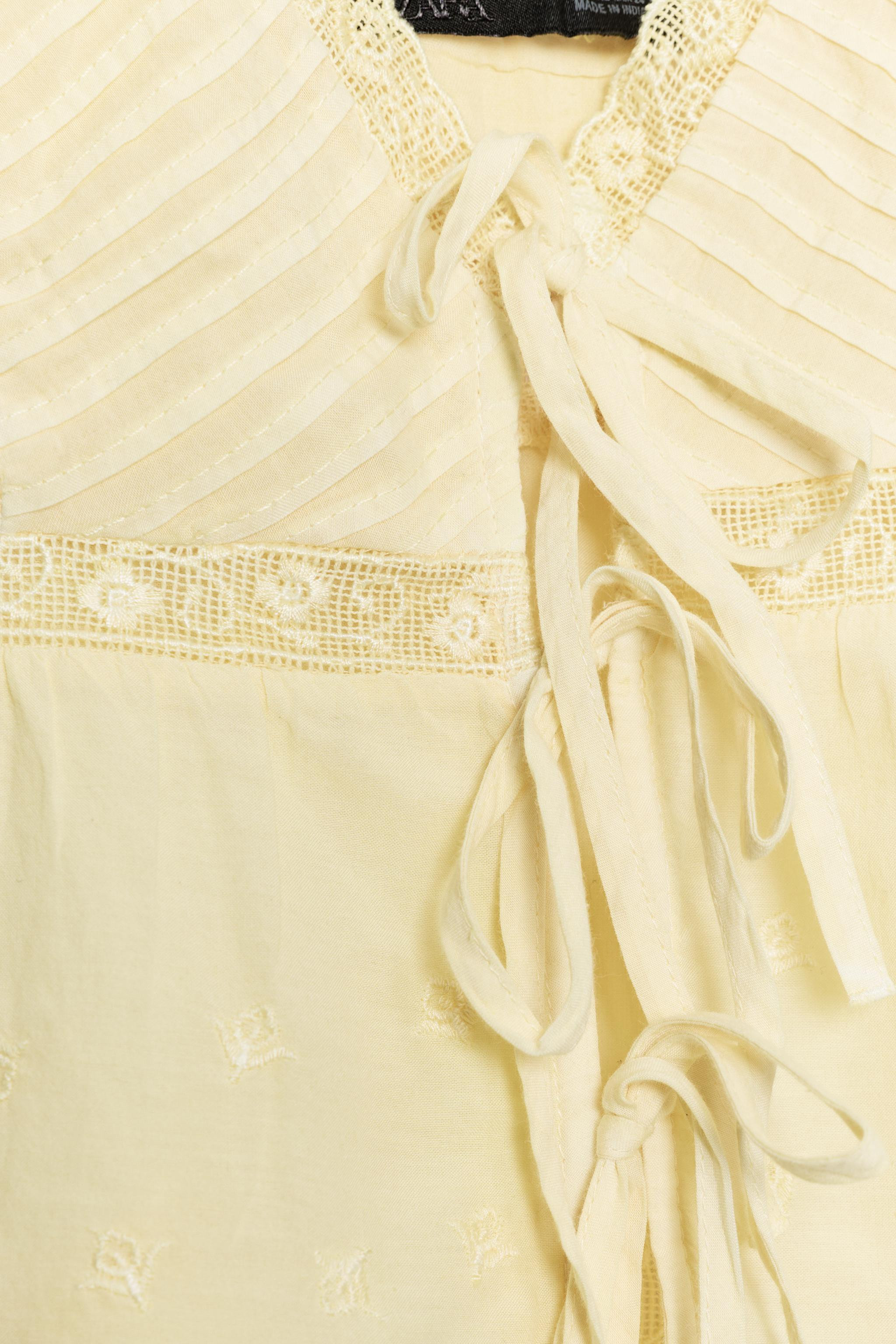 EMBROIDERED STRAPPY TOP WITH BOWS | Zara UK
