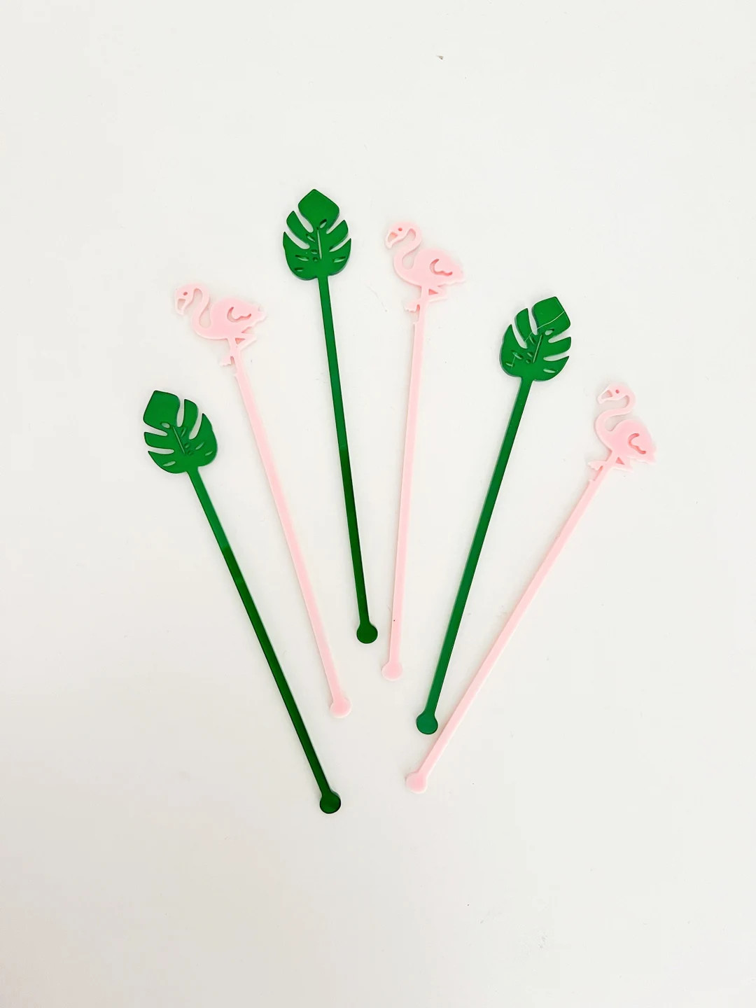 Palm and Flamingo Stir Stick Set - Etsy | Etsy (US)