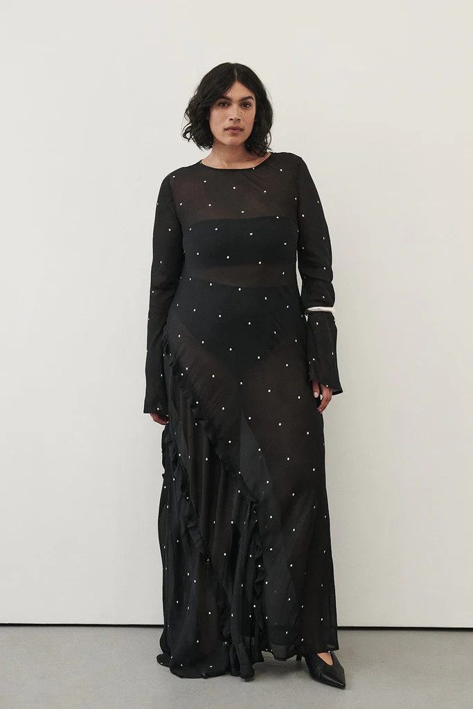 MELROSE BLACK SPOT SLEEVED MAXI DRESS | DISSH