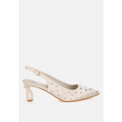 London Rag Womens Dasavla Heart-Shaped Rhinestone Studded Slingbacks 8 | Target
