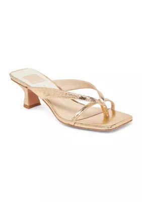 Dolce Vita Women's Brevel Kitten Heel Sandals, Gold, 7.5M | Belk