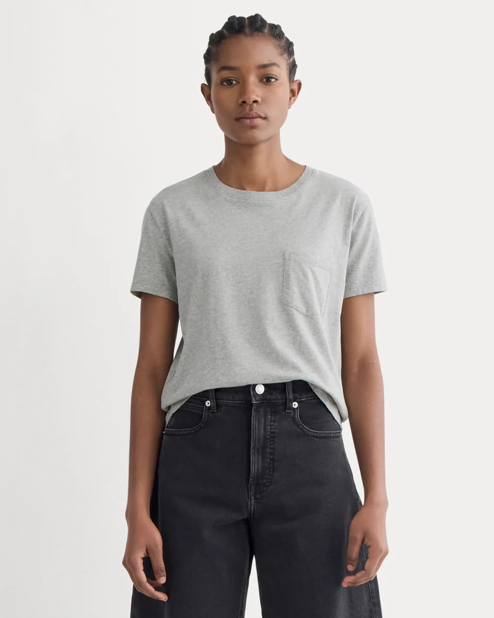 The Box-Cut Tee in Essential Cotton | Heathered Grey | Pocket | Everlane