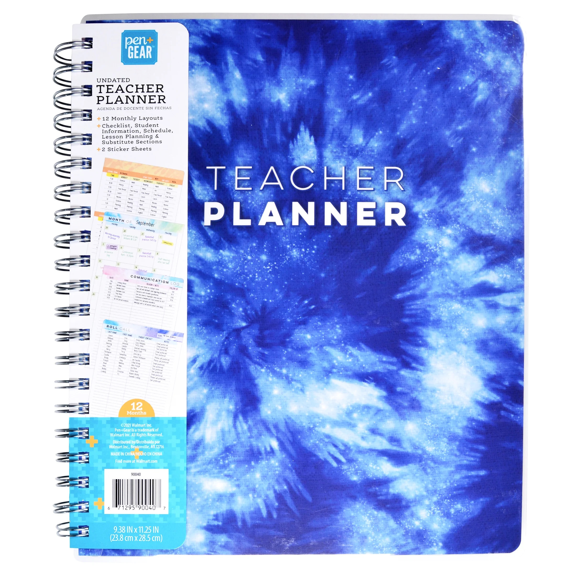 Pen+Gear Undated Teacher Planner, Blue Tie Dye - Walmart.com | Walmart (US)