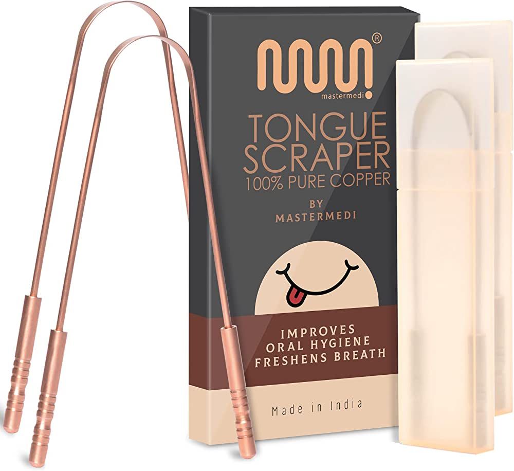 Natural Copper Tongue Scraper for Adults with Travel Case (2 Pc), Easy to Use Tongue Cleaner, 100... | Amazon (US)