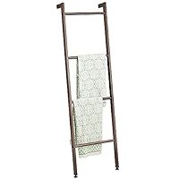 mDesign Metal Free Standing Wall Leaning Decorative Bath Towel Rack Bar Storage Ladder - for Bathroo | Amazon (US)