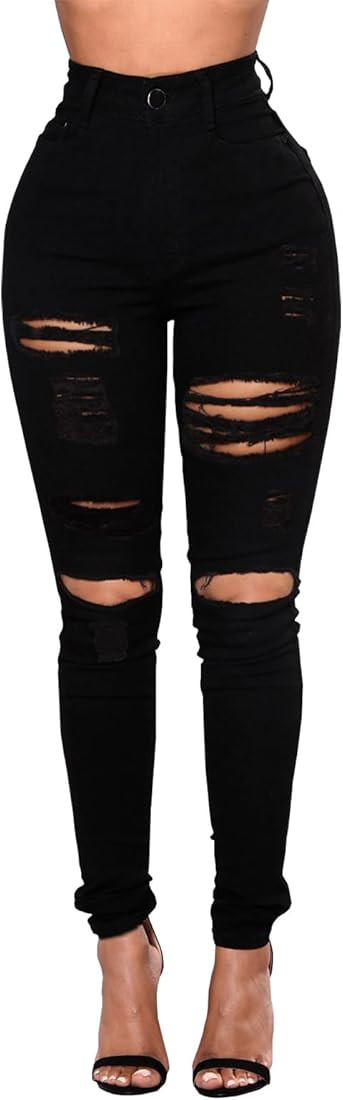 Ripped Skinny Jeans for Women High Waisted Stretch Slim Fit Distressed Butt Lifting Denim Jeans P... | Amazon (US)