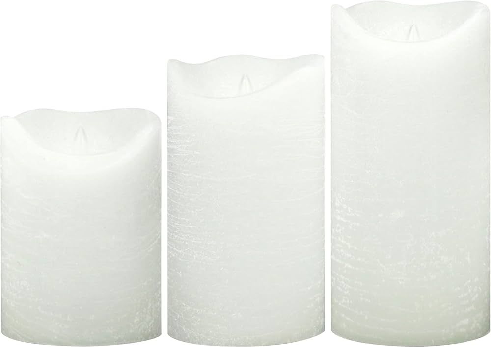 Flameless Candles Flickering Set of 3 (D 3’’ x H 4’’ 5’’ 6’’) Real Wax Battery Op... | Amazon (US)