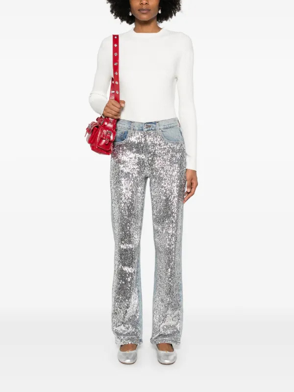 Maje sequin-embellished Jeans | Blue | FARFETCH BE | Farfetch Global
