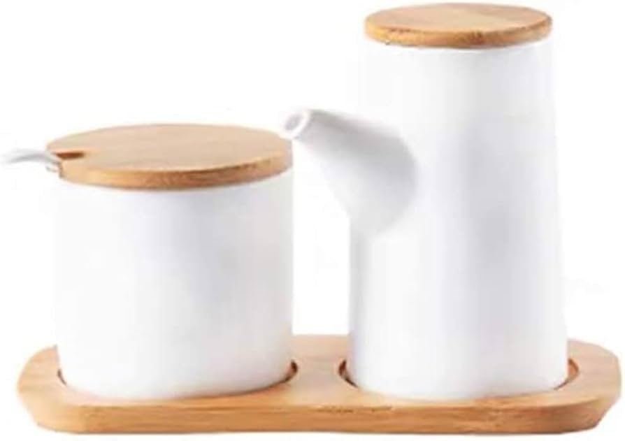 White Ceramic Oil Dispenser Bottle for Kitchen,290ml Porcelain Vinegar Dispenser, Soy Sauce Pot C... | Amazon (US)