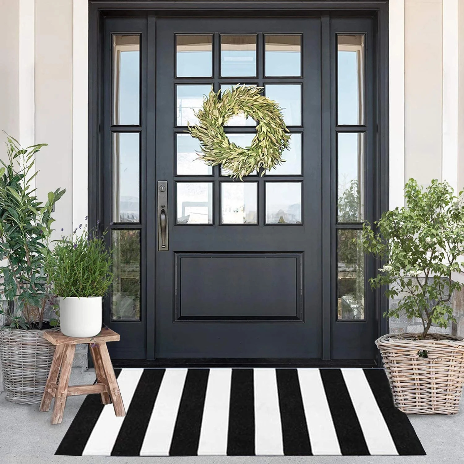 KaHouen Black and White Striped Rug (23.6 x 51.2 Inches ), Striped Layering Mats, Handmade Woven ... | Walmart (US)