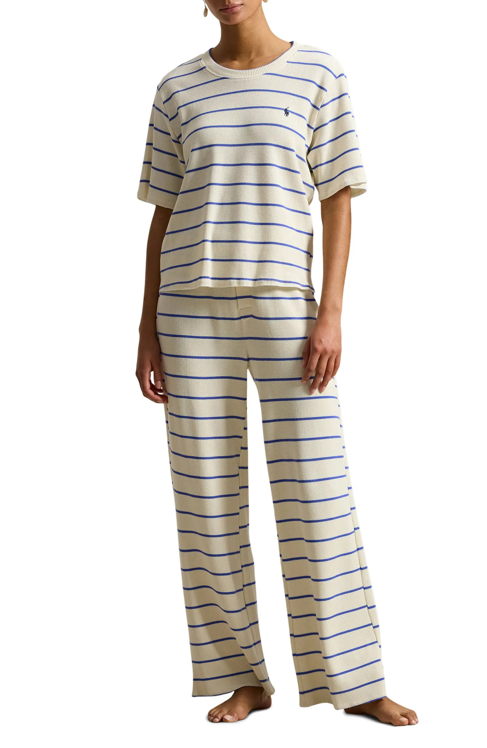 Stripe Cotton Blend Thermal Pajamas | Nordstrom