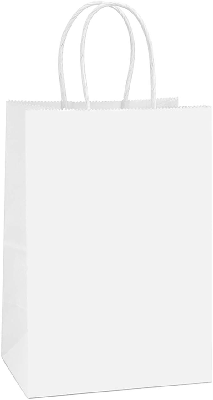 BagDream Kraft Paper Bags 25Pcs 5.25x3.75x8 Inches Small Paper Gift Bags White Paper Bags with Ha... | Amazon (US)