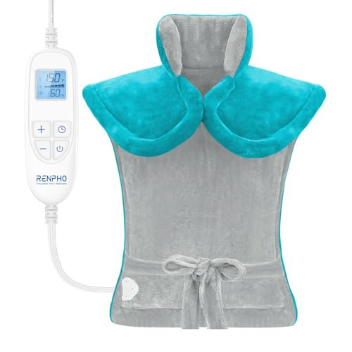 RENPHO Heating Pad for Back Pain Relief, Christmas Gifts for Men Women, FSA Eligible, Stocking Stuffers, Edge Weighted Electric Heat Pad for Neck and Shoulder, ETL Certified, 24"x33", Gray Green | Amazon (US)
