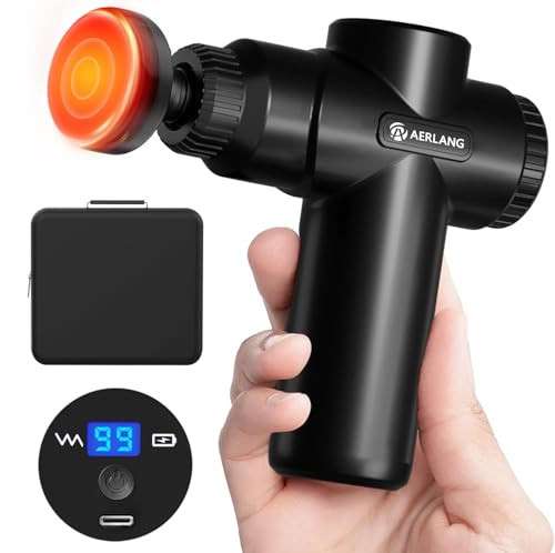 AERLANG Massage Gun with Heat Mini Massager Mothers Day Gifts for Mom Muscle Massager Back Massager for Pain Relief Deep Tissue Body Massager Handheld Massager with a Carrying Case Black | Amazon (US)