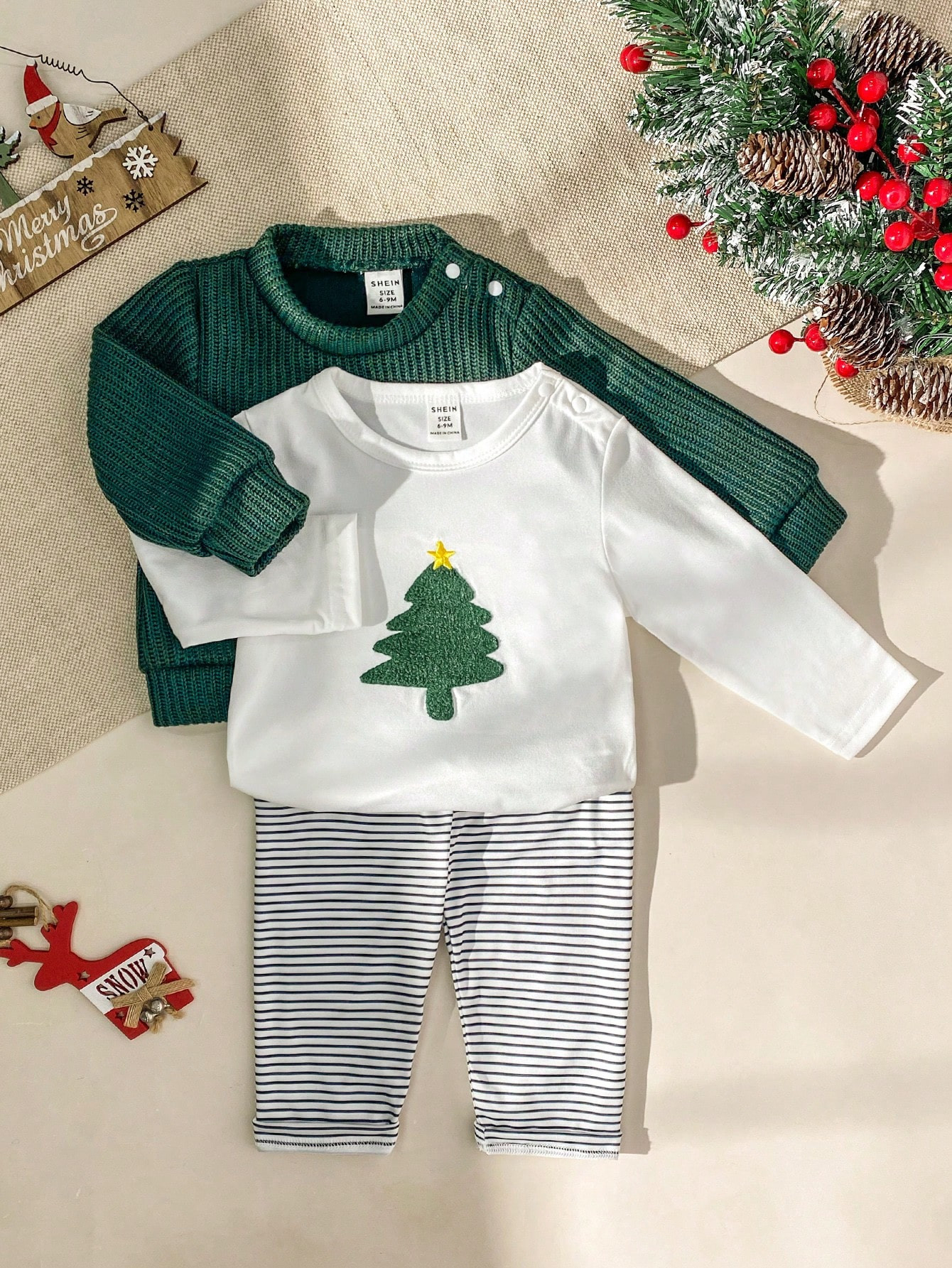 SHEIN Vintaside Kids 3pcs/Set Casual Simple Baby Boys Spring/Autumn Outfit, Including Long Sleeve... | SHEIN