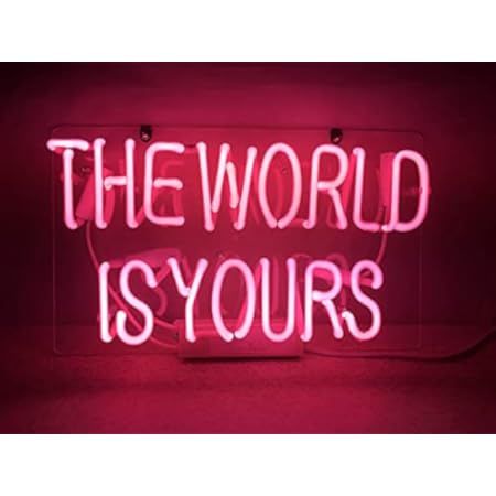Neon Signs The World is Yours Pink Neon Light Sign Hanging Neon Sign Real Neon Lights Neon Wall Sign | Amazon (US)