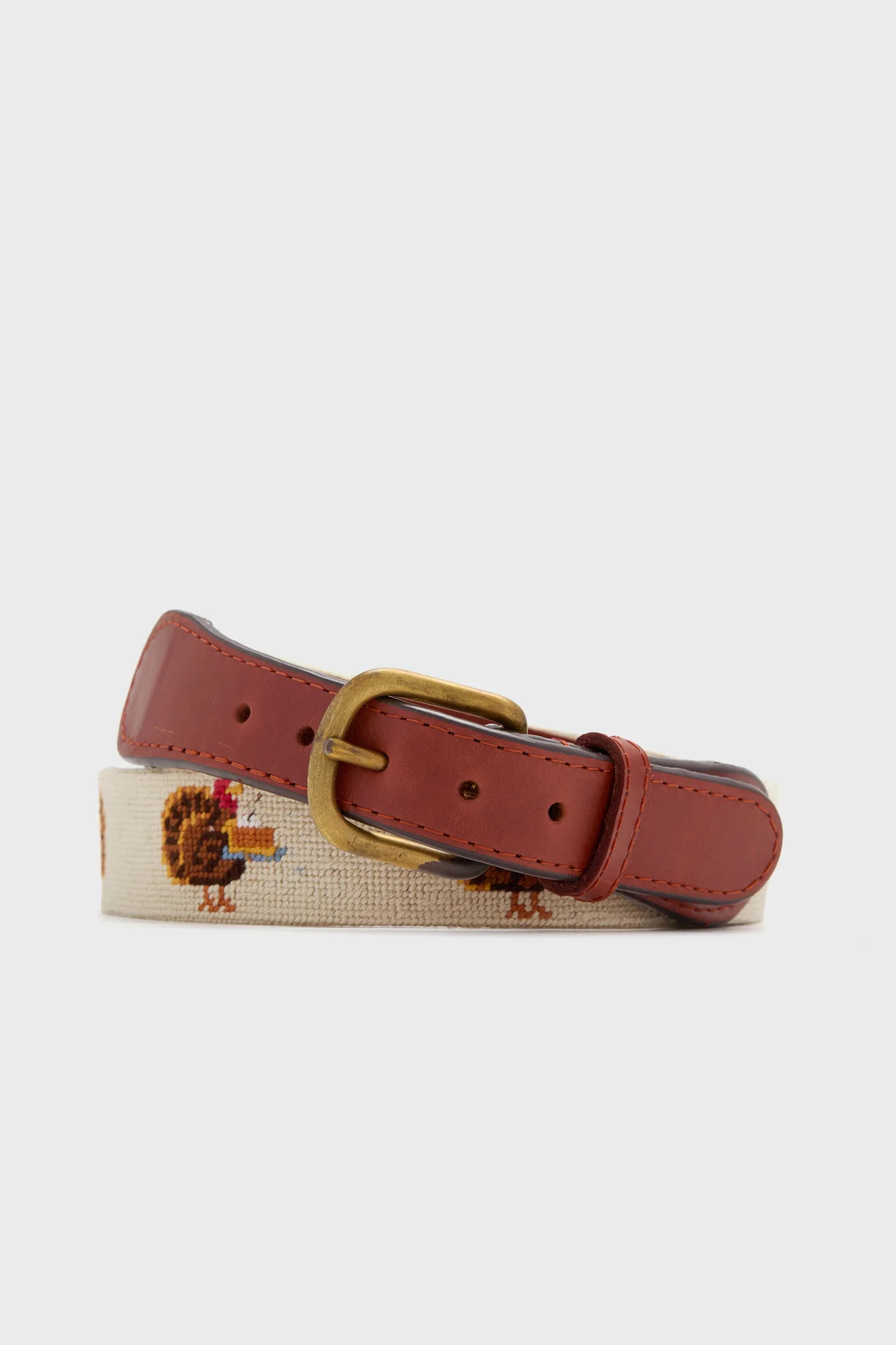 Light Khaki Turkey Day Needlepoint Belt | Tuckernuck (US)