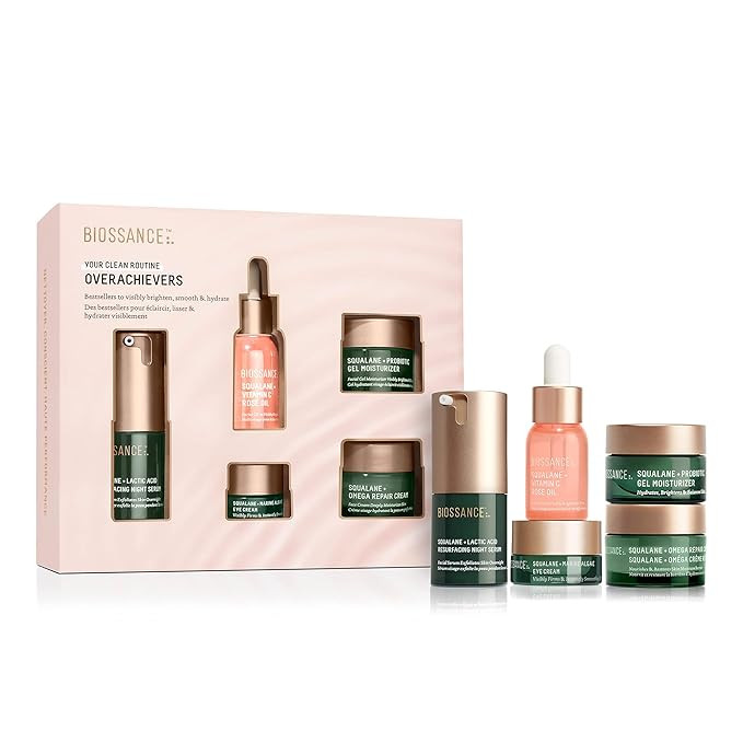 BIOSSANCE Overachievers Set. Squalane + Lactic Acid Resurfacing Night Serum Bundle with Travel Si... | Amazon (US)