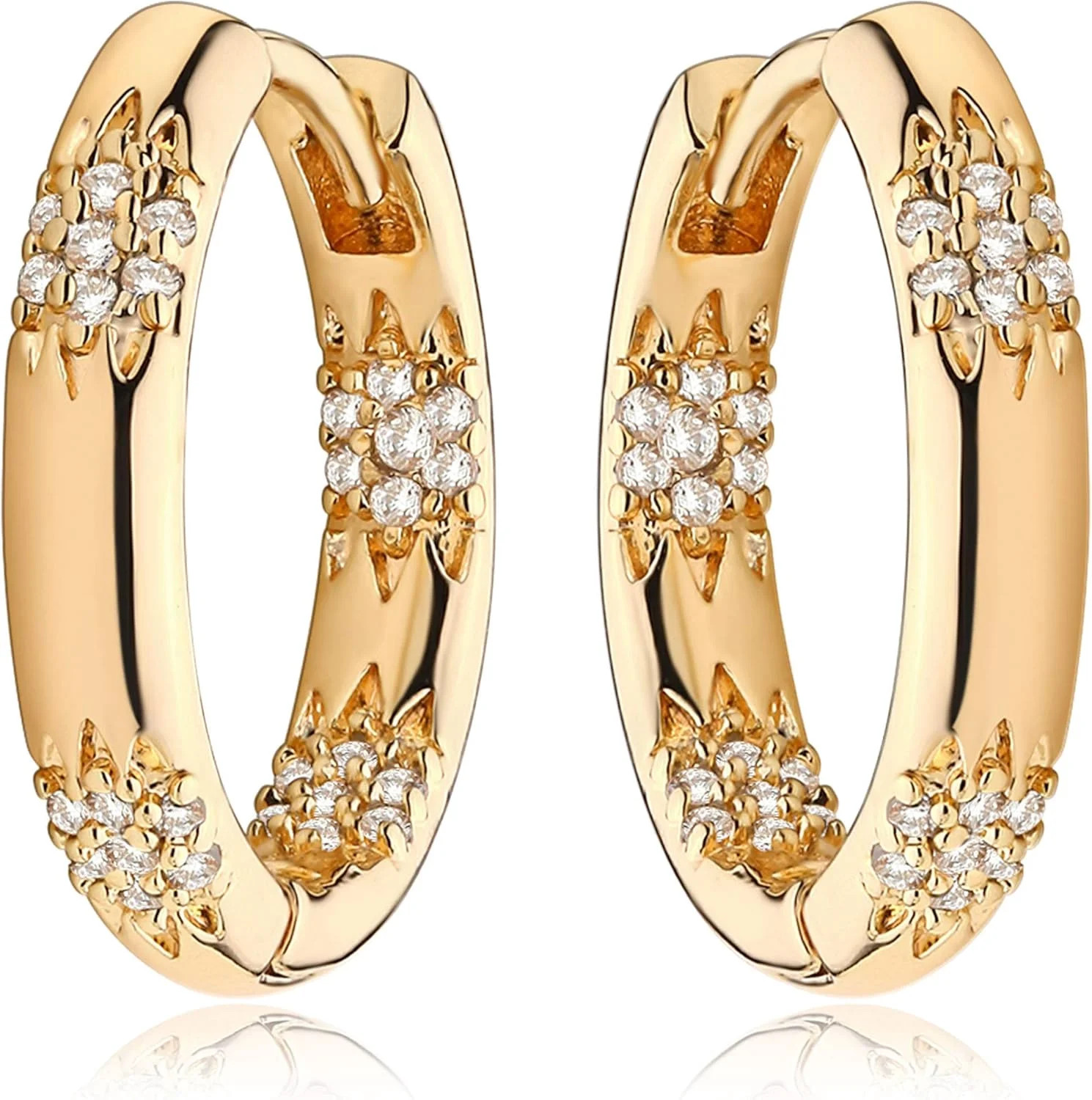 Leander Gold Hoop Earrings for Women 18K Gold Plated Cubic Zircon Huggie Earrings Earrings for Ev... | Walmart (US)