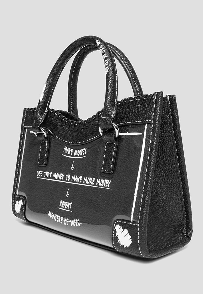 Graffiti Print Handbag - Black | Maniere De Voir