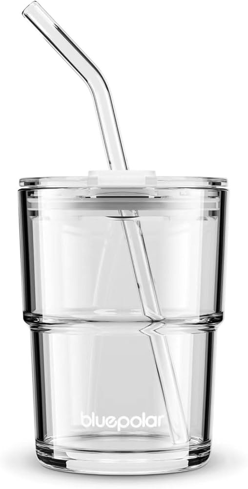 13oz/400ml Glass Water Tumbler with Straw and Lid Sealed Carry On Thick Wall Iced Coffee Cup Glas... | Amazon (US)
