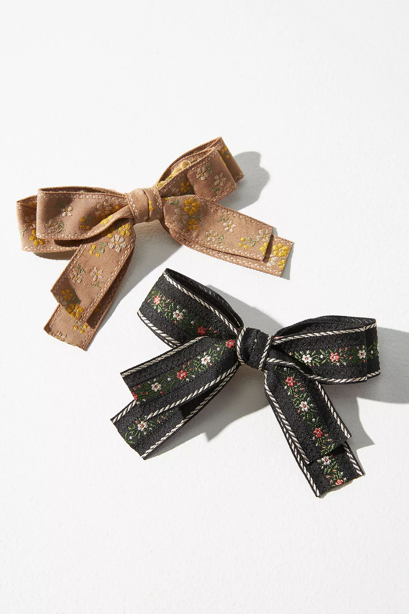 Floral Hair Bow Clips, Set of 2 | Anthropologie (US)