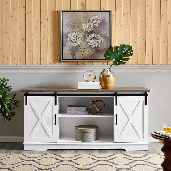 Modern Farmhouse Wood TV Stand for TVs up to 65" - Saracina Home | Target