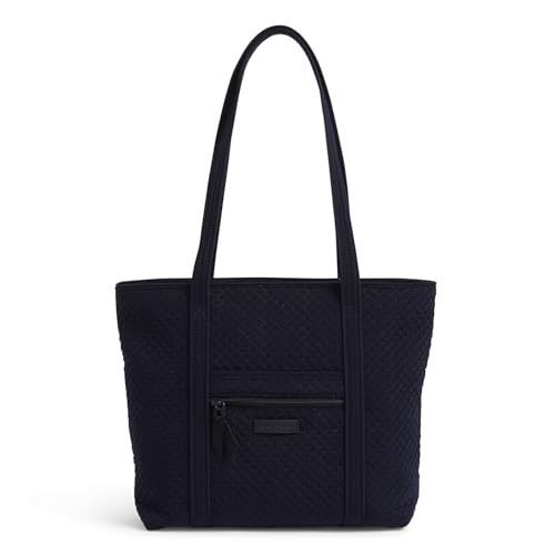 Vera Bradley Women's Microfiber Small Vera Tote Bag, Navy, One Size | Amazon (US)