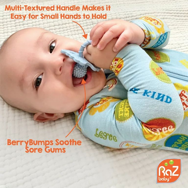 RaZbaby RaZberry Teether - Soothes Sore Gums, Soft Silicone, BPA Free, Easy-to-Hold - Red | Walmart (US)