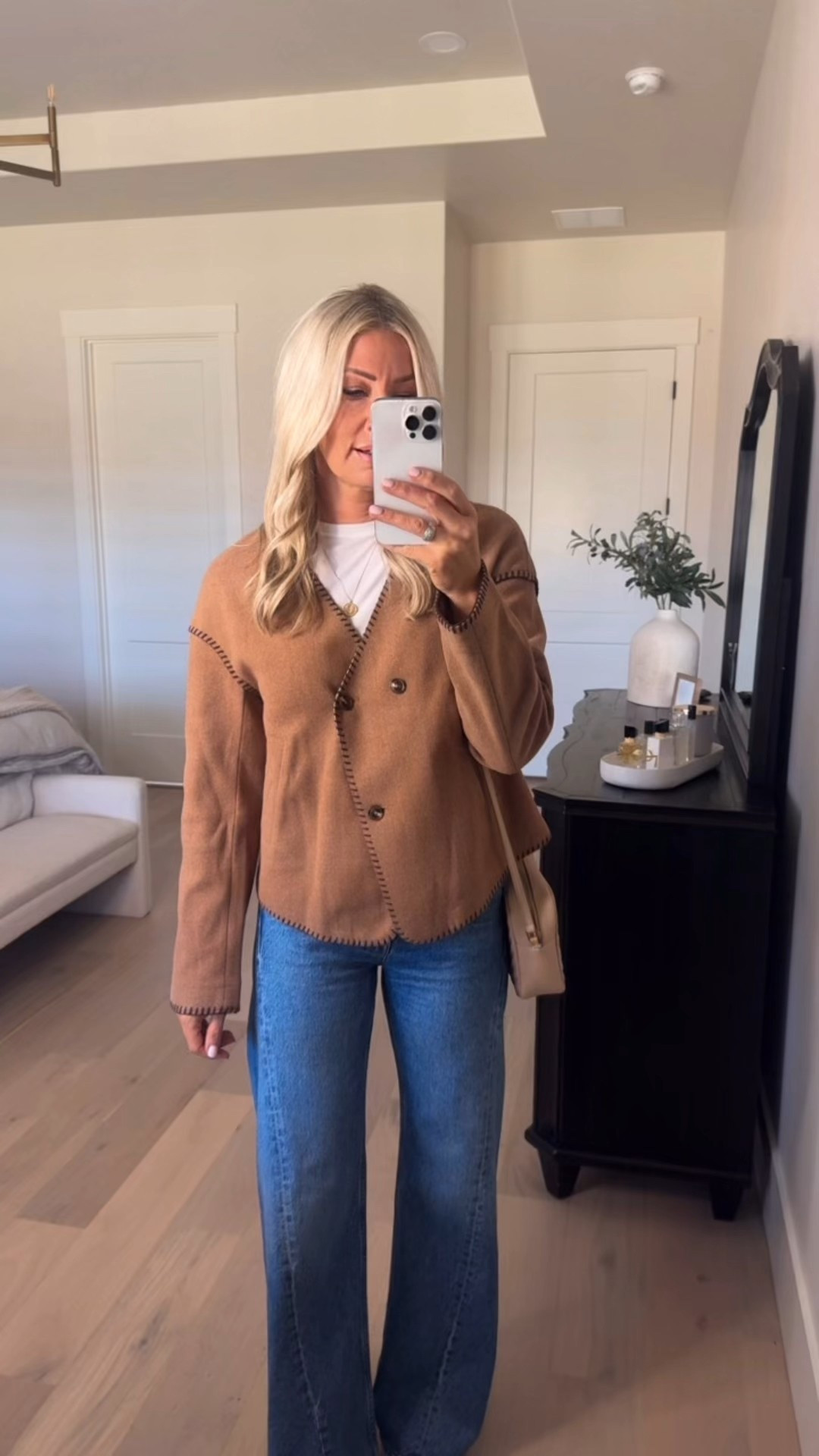 Cupshe western style jacket 
Mother denim size down 
Kitten heels size up 1/2 
Fall outfit idea 

#LTKStyleTip #LTKFindsUnder50 #LTKSeasonal