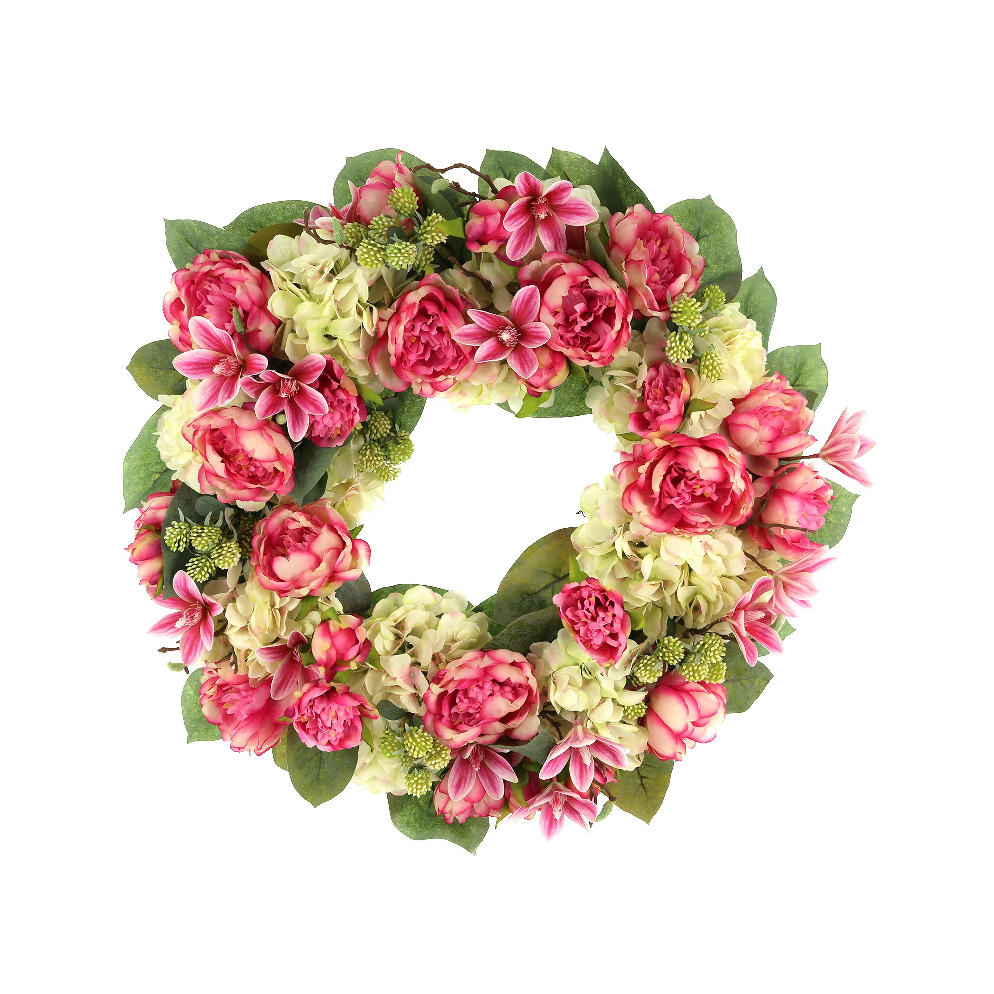 It's Spring 26" Wreath with Peonies, Magnolias and Lucky Berries | Wayfair North America