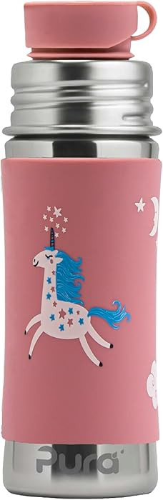 Pura Sport Mini 11oz/325ml Bottle w/Sleeve & Silicone Big Mouth Sport Top - Stainless Steel, Leak... | Amazon (US)