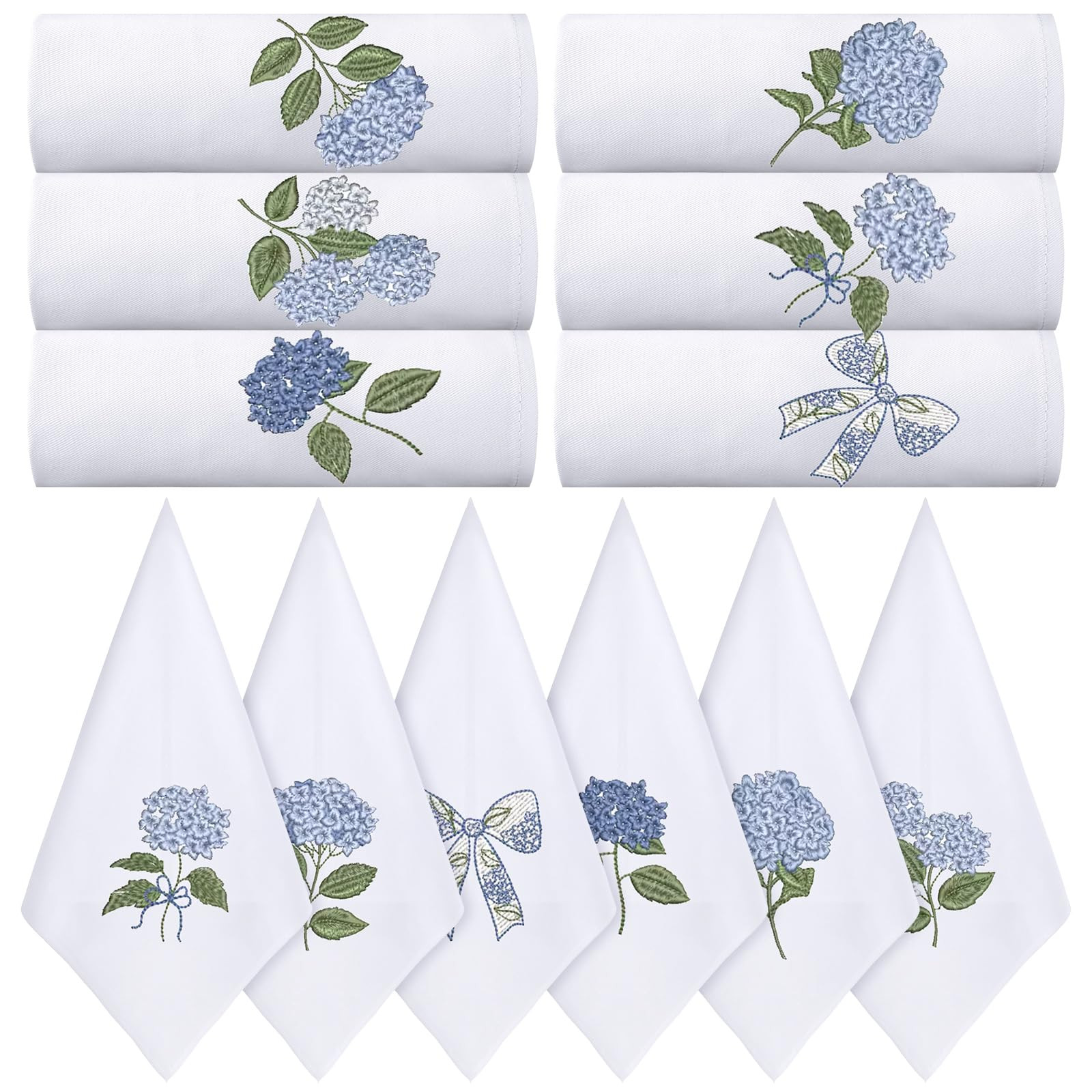 12 Pcs Blue Hydrangea Cloth Napkins Bulks 100% Cotton Spring Floral Dinner Tea Party Cocktail Nap... | Amazon (US)