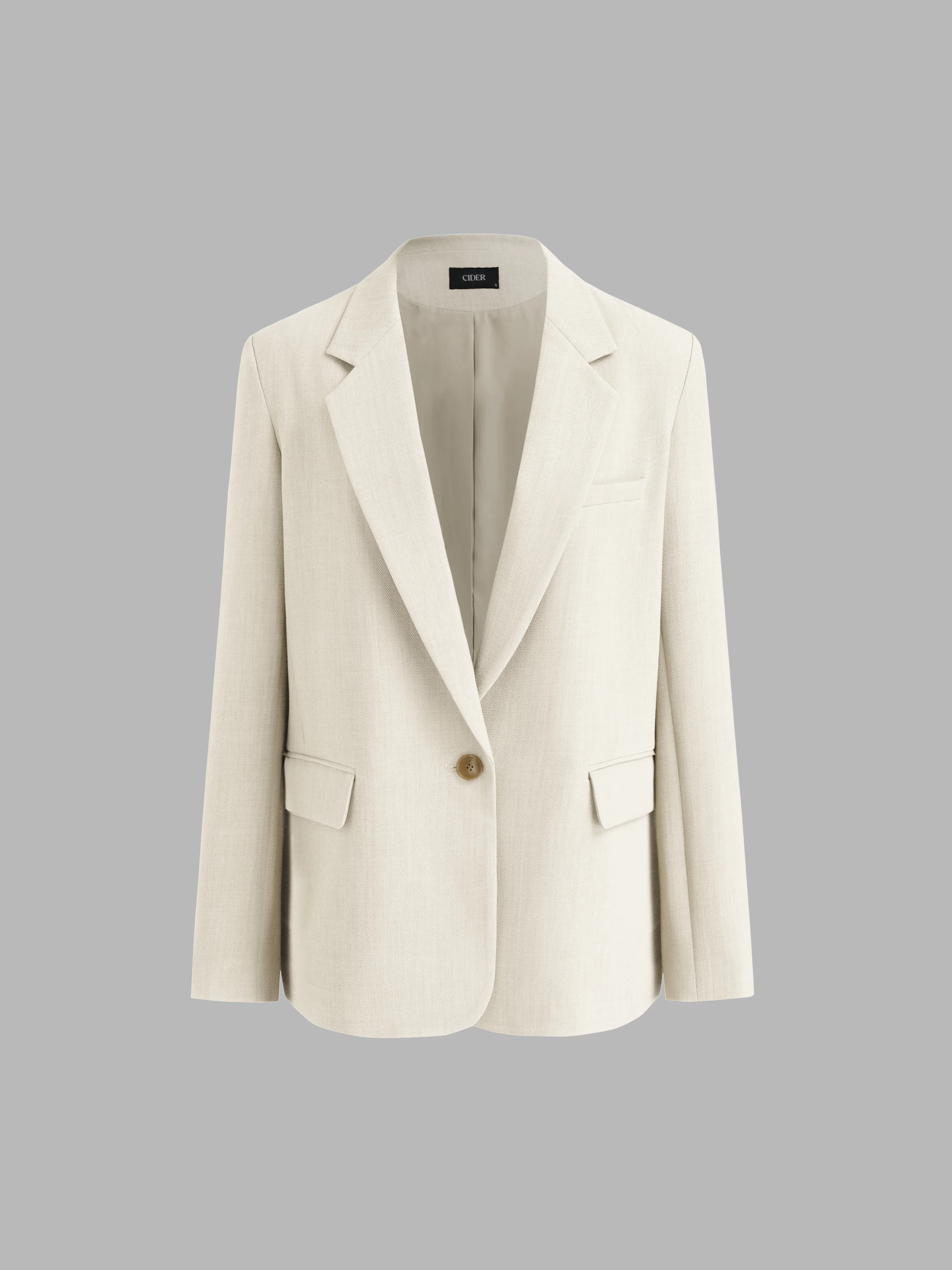 Woven Notched Collar Oversized Blazer For Work | Cider