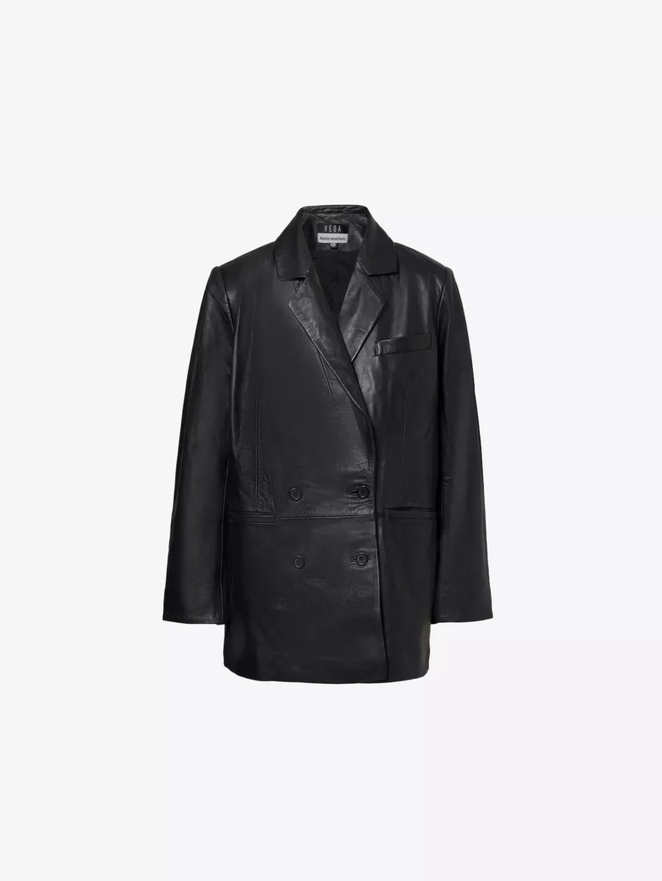 Veda Dalia double-breasted leather blazer | Selfridges