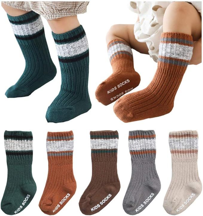 Knitting Socks Keep Warm Unisex Baby Non-Slip Knee-High Stockings for Toddler Little Boy Girls | Amazon (US)