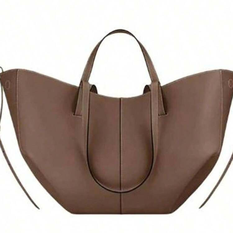 PL Large Capacity Cowhide Leather Handbag for Women, Pleated Shoulder Bag, Lightweight Skirt, Luxury Brand Design, Fashionable and Comfortable Bag, Ladies Handbag for Four Years, Fashionable Shoulder Bag | SHEIN