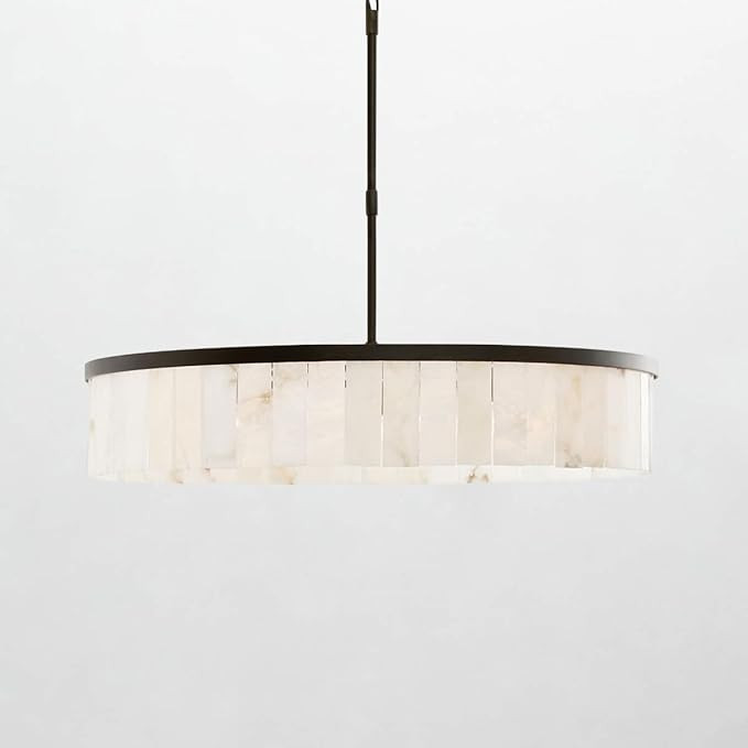 Modern Alabaster Round Chandelier, Windham Alabaster Tile Round Chandelier, 42" Dia x 10.5" H (Bl... | Amazon (US)