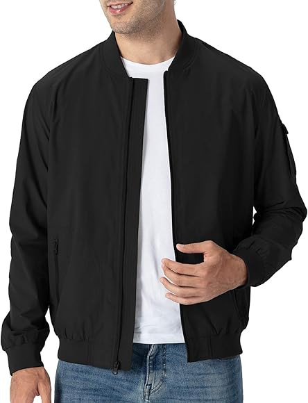 TBMPOY Men's Lightweight Bomber Jackets Light Track Jackets Casual Summer Windbreaker Outdoor Gol... | Amazon (US)