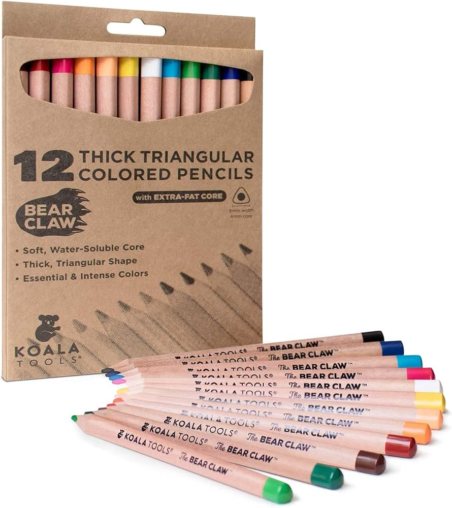 Koala Tools - Bear Claw Colored Pencils for Adults and Kids, Water Soluble Color Pencils with Tri... | Amazon (US)