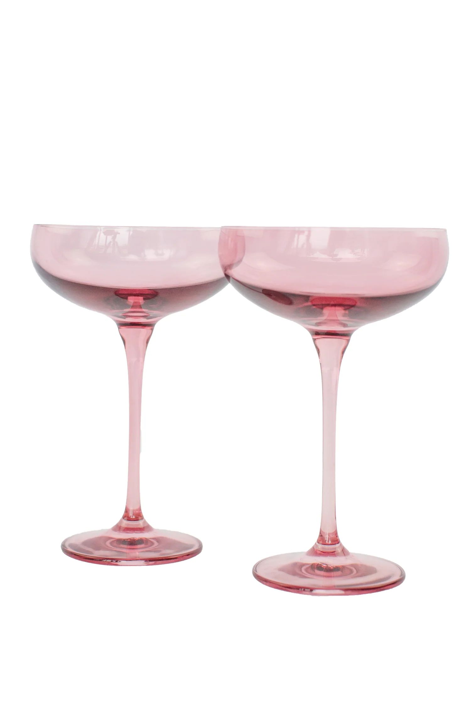 Estelle Colored Champagne Coupe Stemware - Set of 2 {Rose} | Estelle Colored Glass