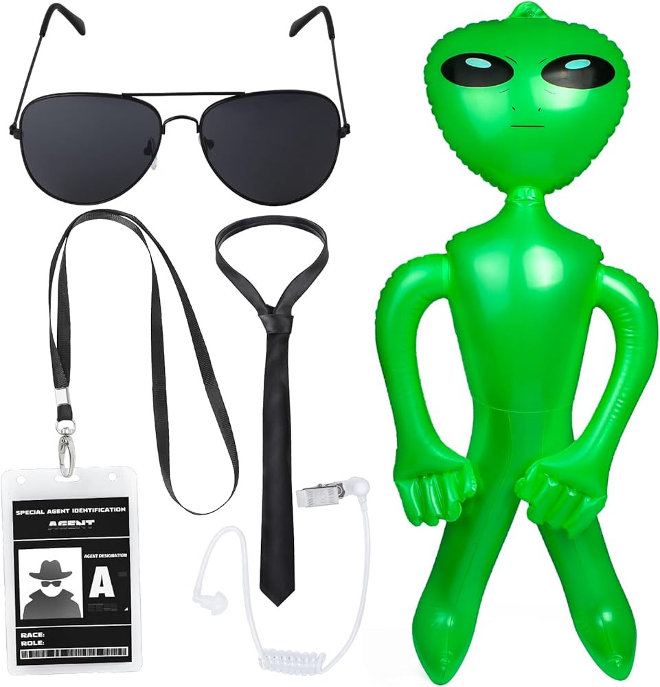 Yewong 5 Pieces Special Agent Secret Security Guard Costume Accessories Set Tie Sunglasses ID Bad... | Amazon (US)