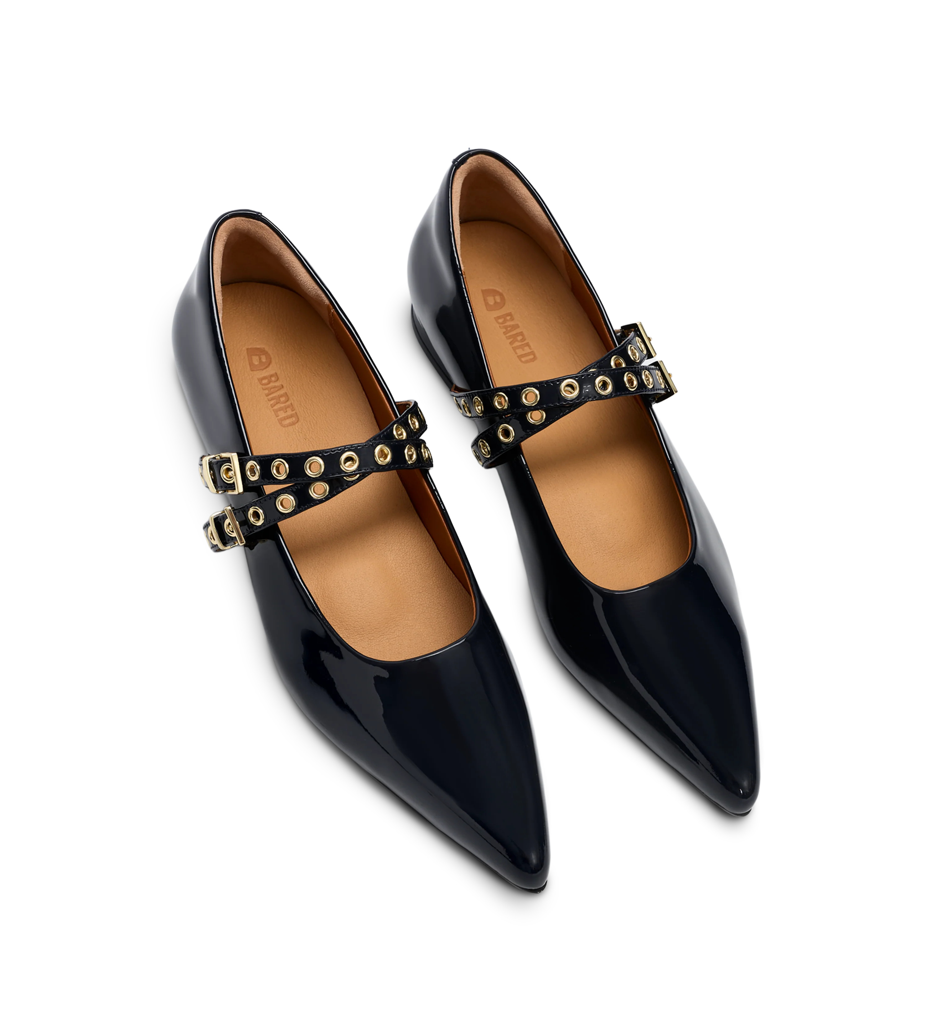 Pipilo Navy Patent Leather & Hardware Ballet Flats | Bared Footwear | Bared Footwear
