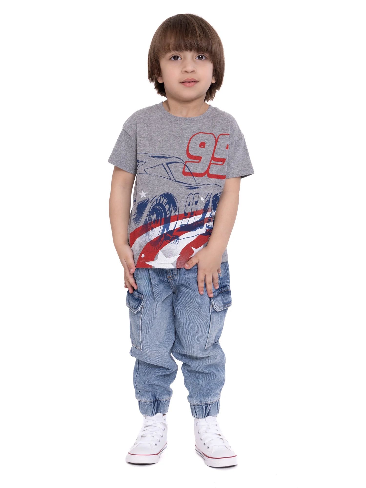 Disney Cars Toddler Boys Short Sleeve Americana Crewneck T-Shirt, Sizes 12M-5T | Walmart (US)