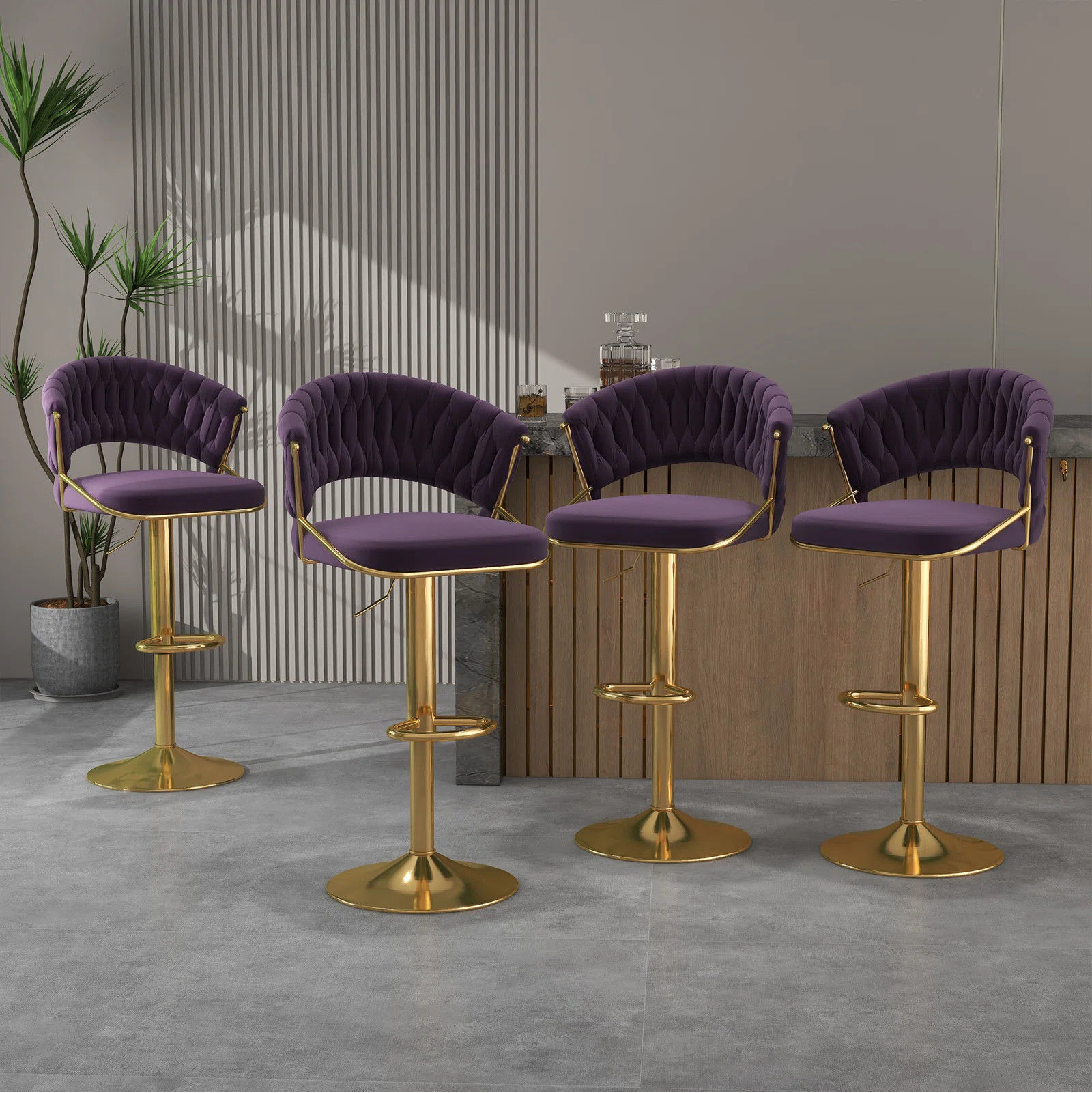 Christal Swivel Upholstered Adjustable Height Counter Stool (Set of 4) | Wayfair North America