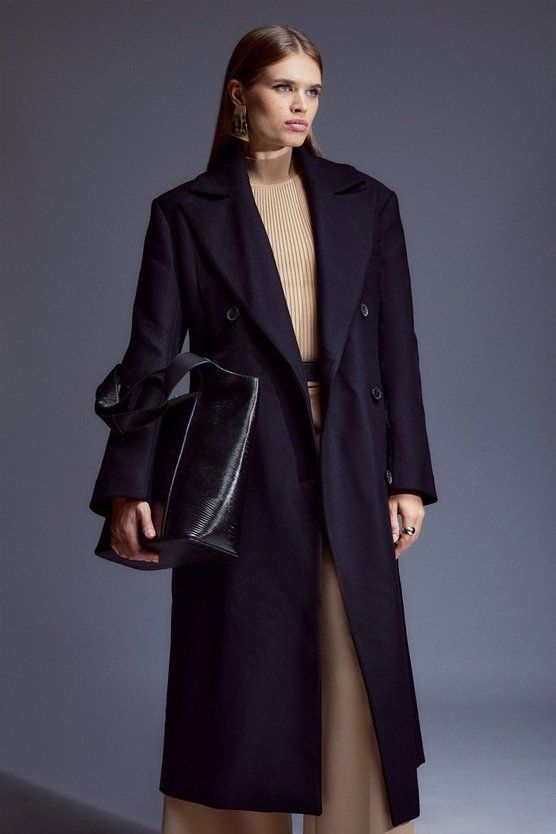 Italian Manteco Wool Strong Shoulder Anti Fit Coat | Karen Millen UK + IE + DE + NL