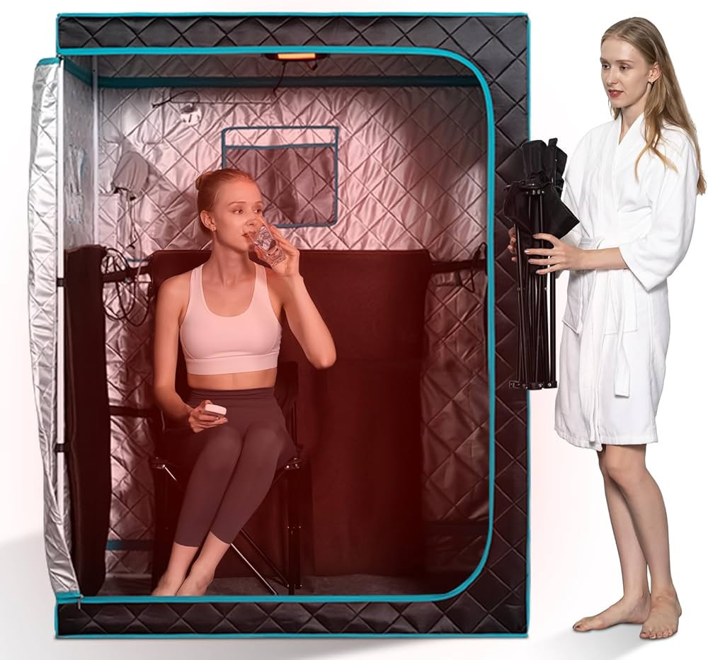 Smartmak Portable Far Infrared Sauna, Home Two Person Sauna Box with 660nm Red Light Therapy Lamp... | Amazon (US)